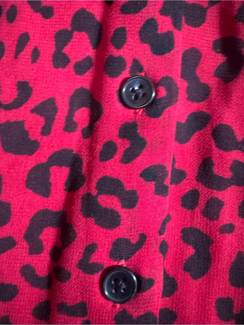 Chico's Red and Black Leopard Tie-Neck Blouse US 12-14